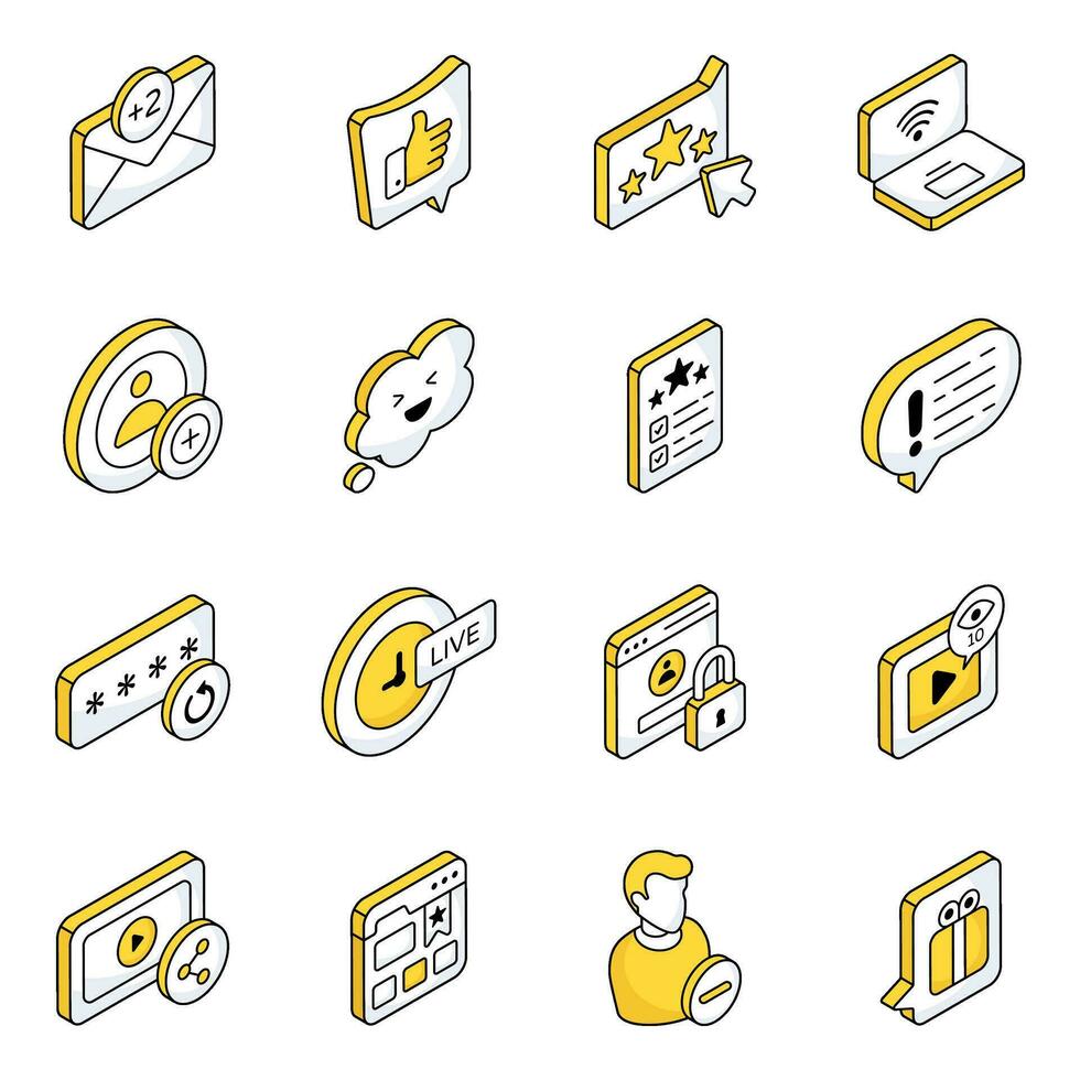 paquete de iconos planos de plataforma social vector