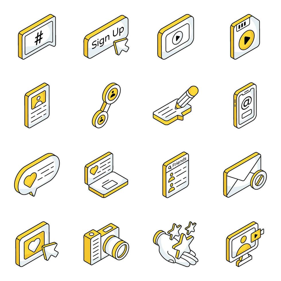 Pack of Social Media Flat Icons vector