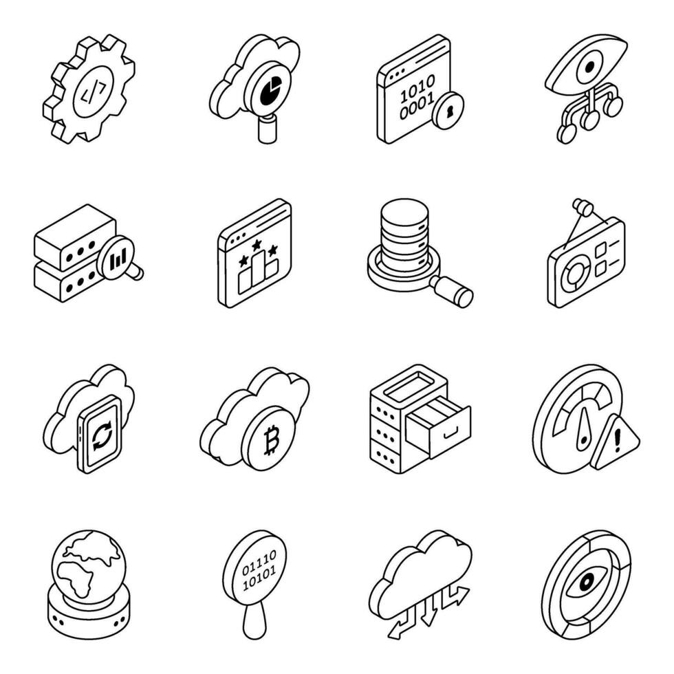 Pack of Data and Technology Linear Icons vector