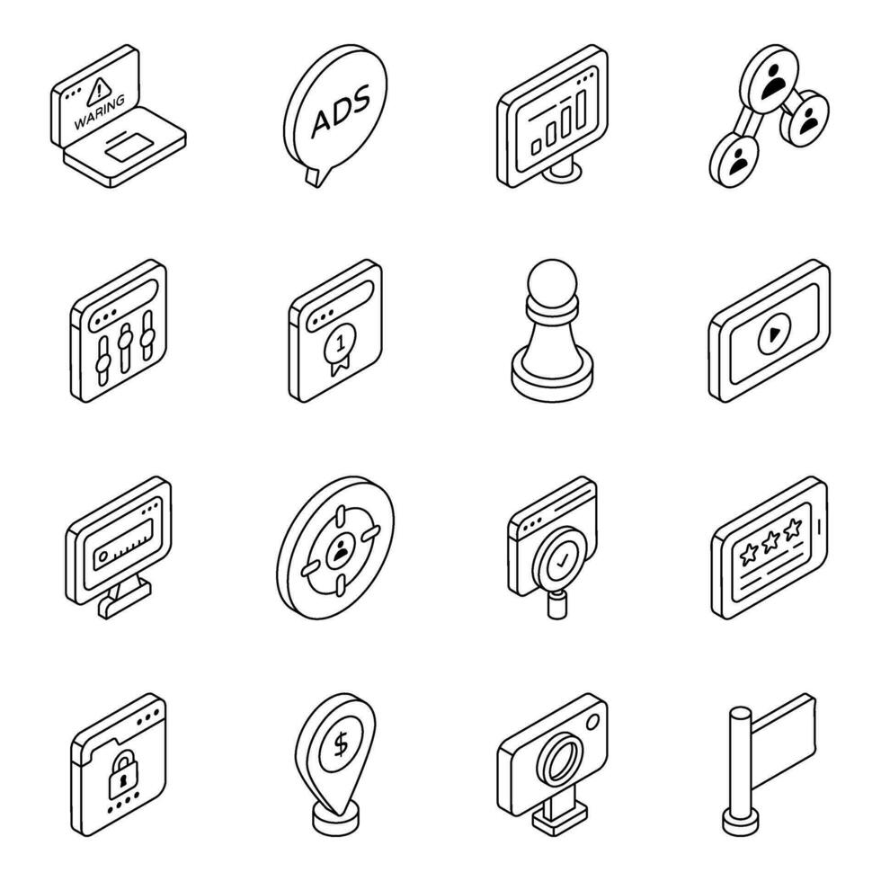 Pack of Web and Analytics Linear Icons vector