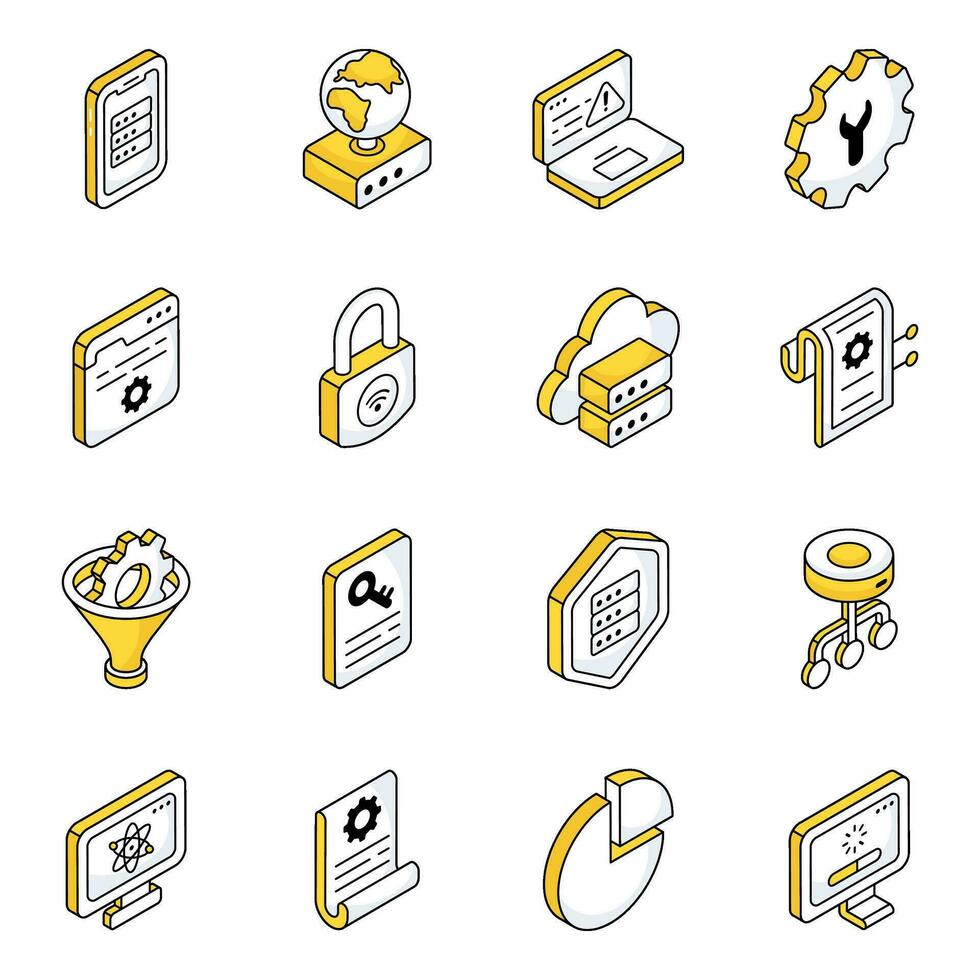 paquete de iconos planos de datos vector