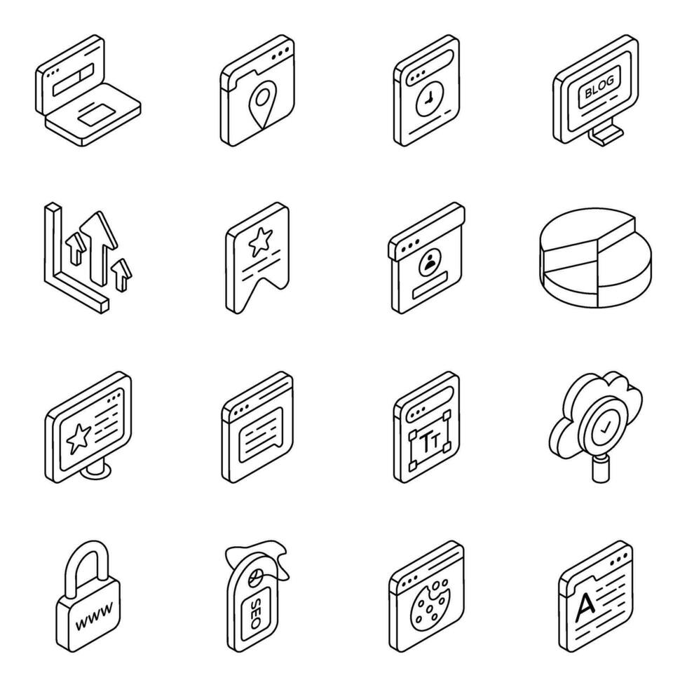 Pack of Web and Strategy Linear Icons vector