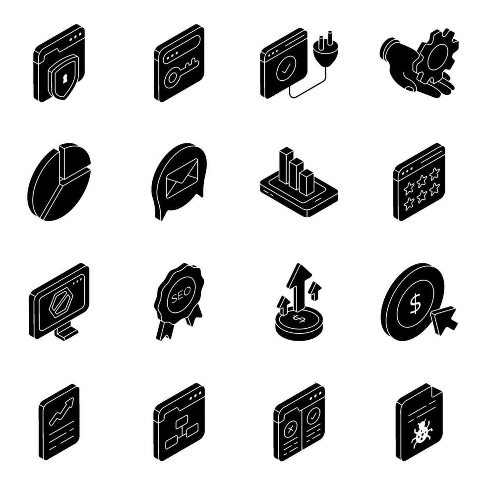 Pack of Web and Promotion Solid Icons vector