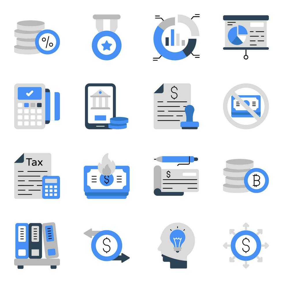 Pack of Business and Banking Flat Icons vector