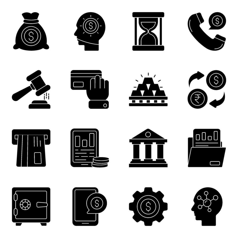 Pack of Business and Investment Solid Icons vector