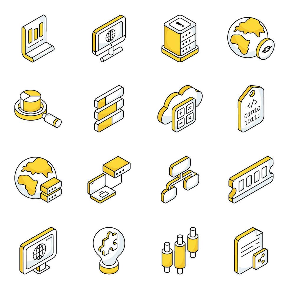 Pack of Data Server Flat Icons vector