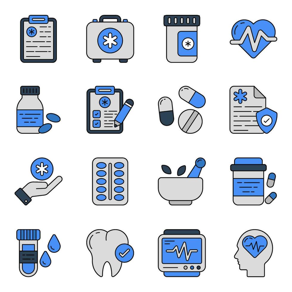 Pack of Medical Flat Icons vector
