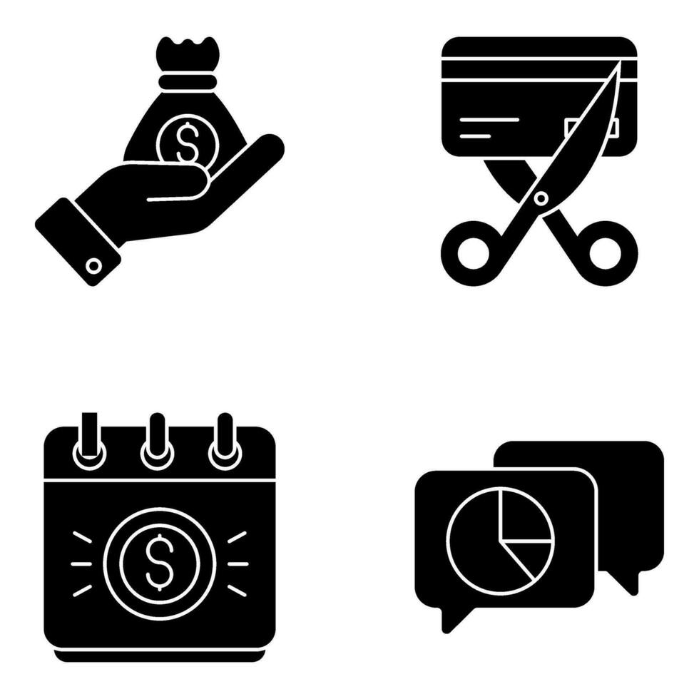 Pack of Finance and Investment Solid Icons vector