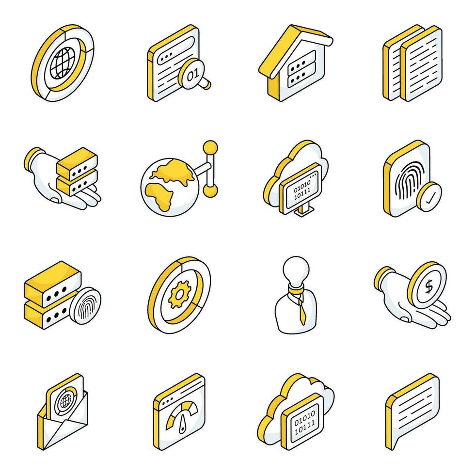 Pack of Data and Management Flat Icons vector