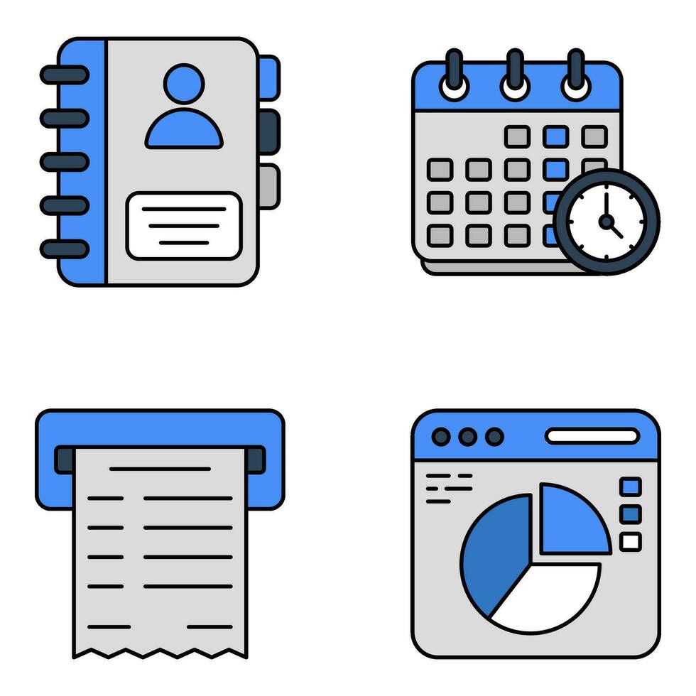 Pack of Business and Data Flat Icons vector