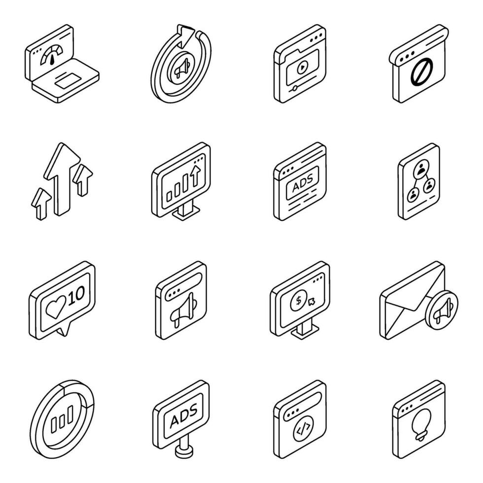 Pack of Marketing Linear Icons vector