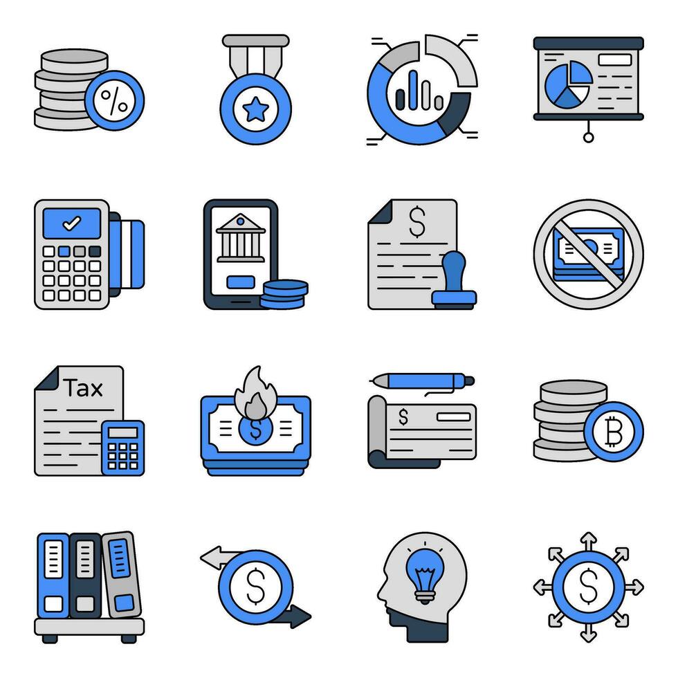 Pack of Business and Banking Flat Icons vector