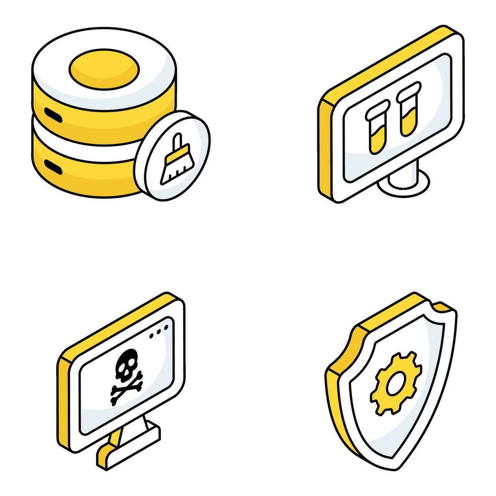 Pack of Cloud and Data Flat Icons vector