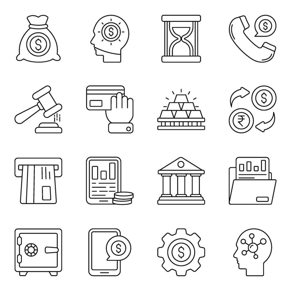 Pack of Business and Investment Linear Icons vector