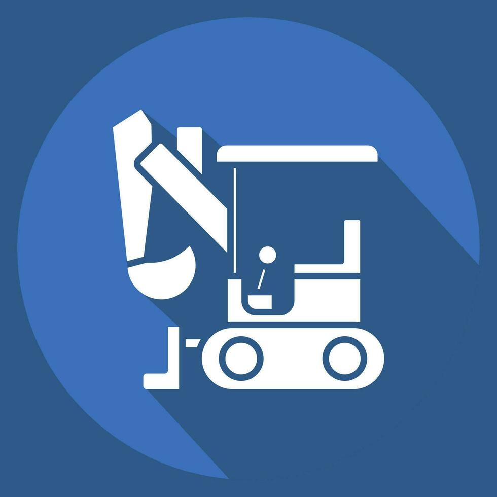 Icon Compact Excavator. related to Construction Vehicles symbol. long shadow style. simple design editable. simple illustration vector