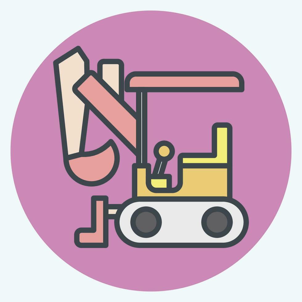 Icon Compact Excavator. related to Construction Vehicles symbol. color mate style. simple design editable. simple illustration vector