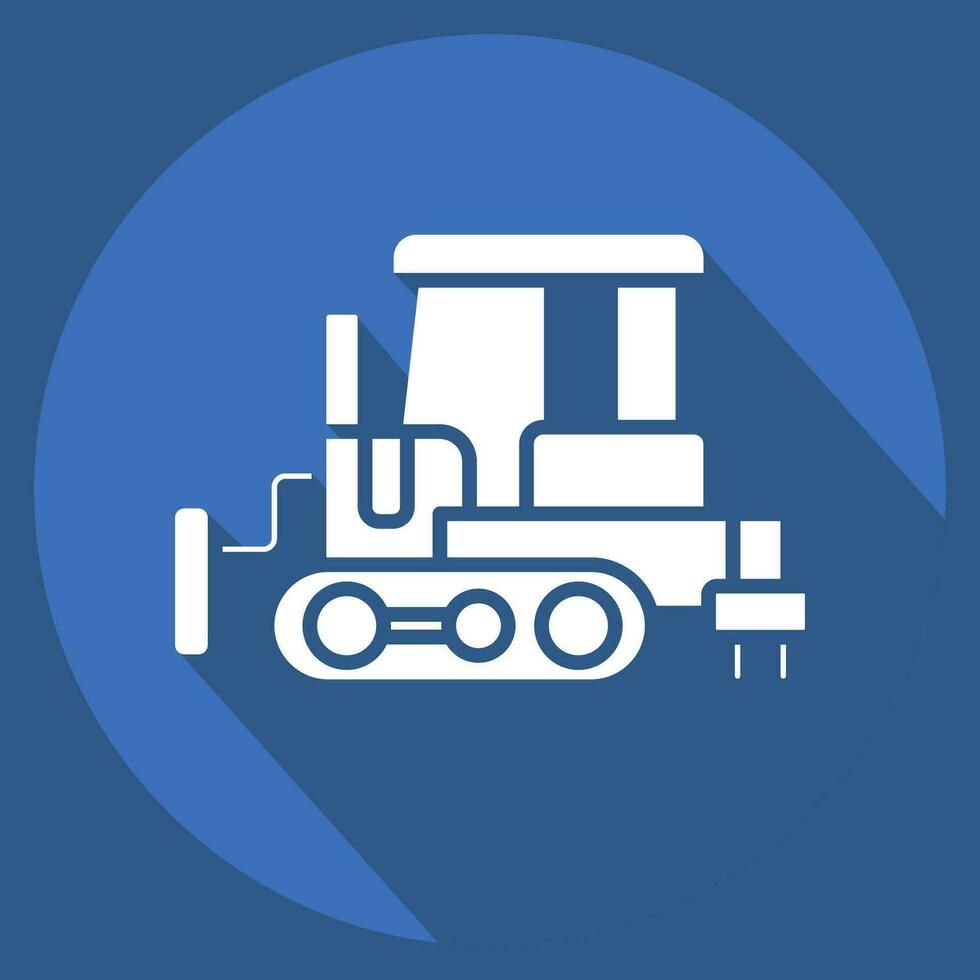 Icon Bulldozer. related to Construction Vehicles symbol. long shadow style. simple design editable. simple illustration vector