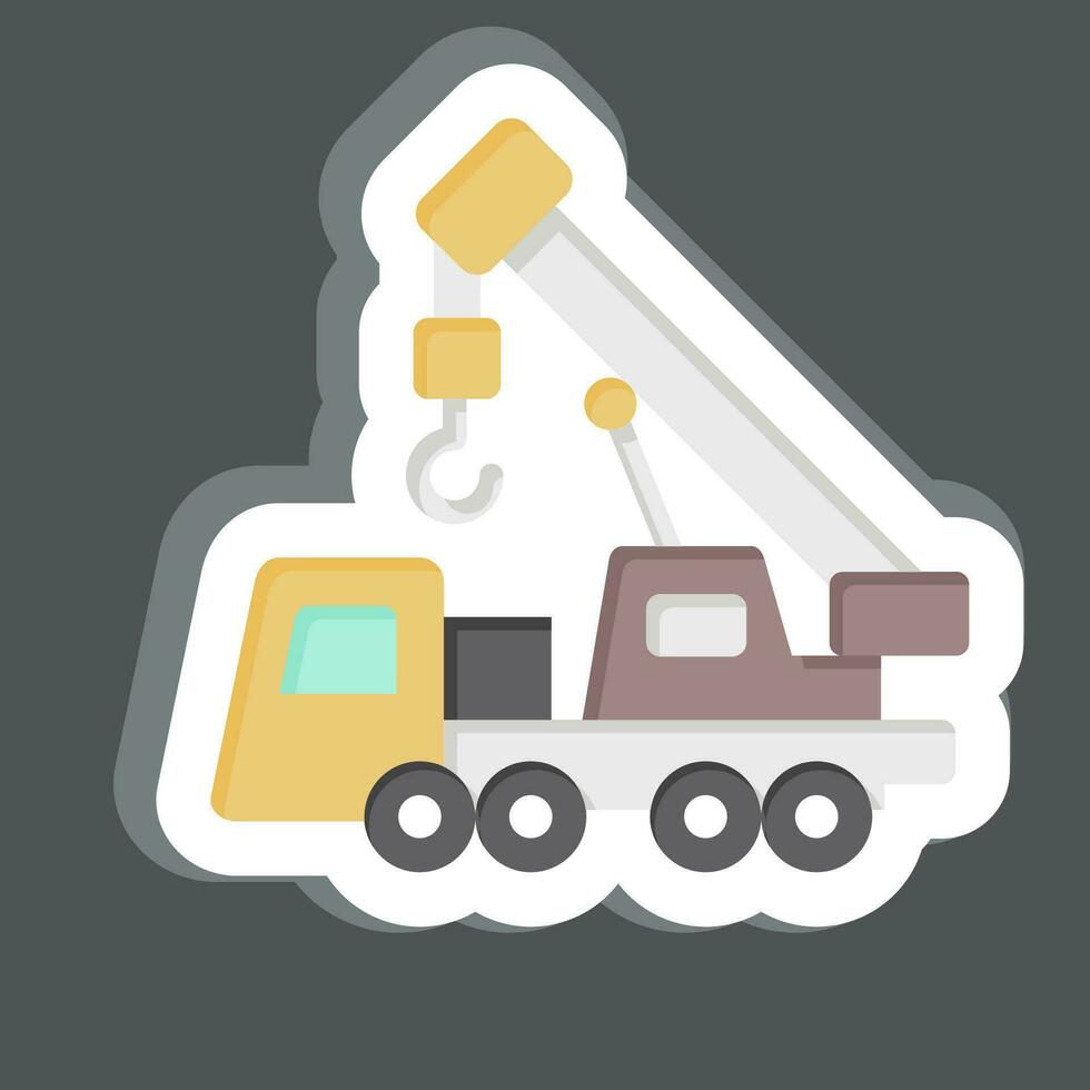 Sticker Crane. related to Construction Vehicles symbol. simple design editable. simple illustration vector