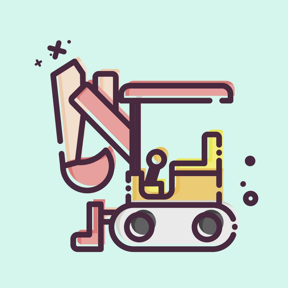 Icon Compact Excavator. related to Construction Vehicles symbol. MBE style. simple design editable. simple illustration vector