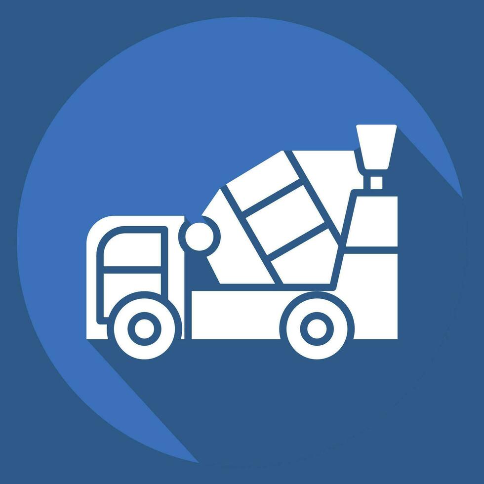 Icon Concrete Mixer. related to Construction Vehicles symbol. long shadow style. simple design editable. simple illustration vector