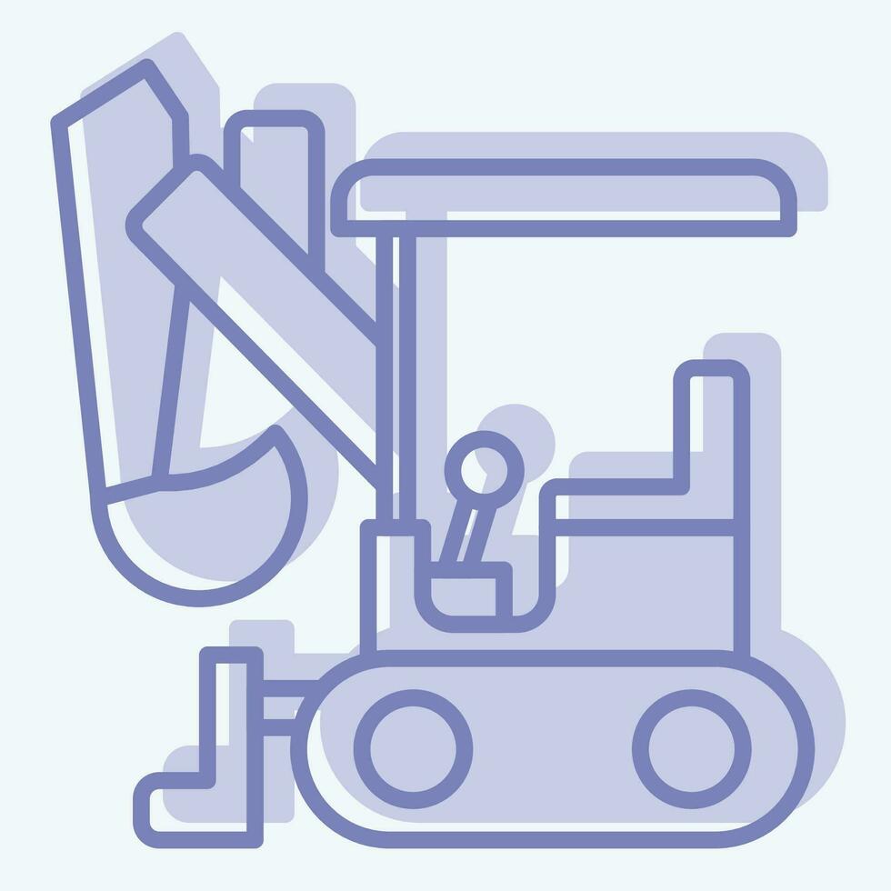 Icon Compact Excavator. related to Construction Vehicles symbol. two tone style. simple design editable. simple illustration vector
