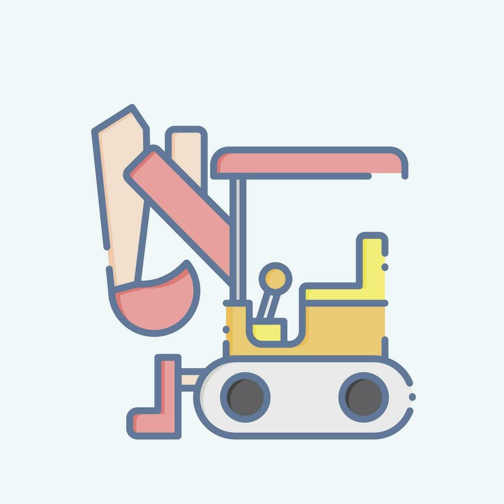 Icon Compact Excavator. related to Construction Vehicles symbol. doodle style. simple design editable. simple illustration vector