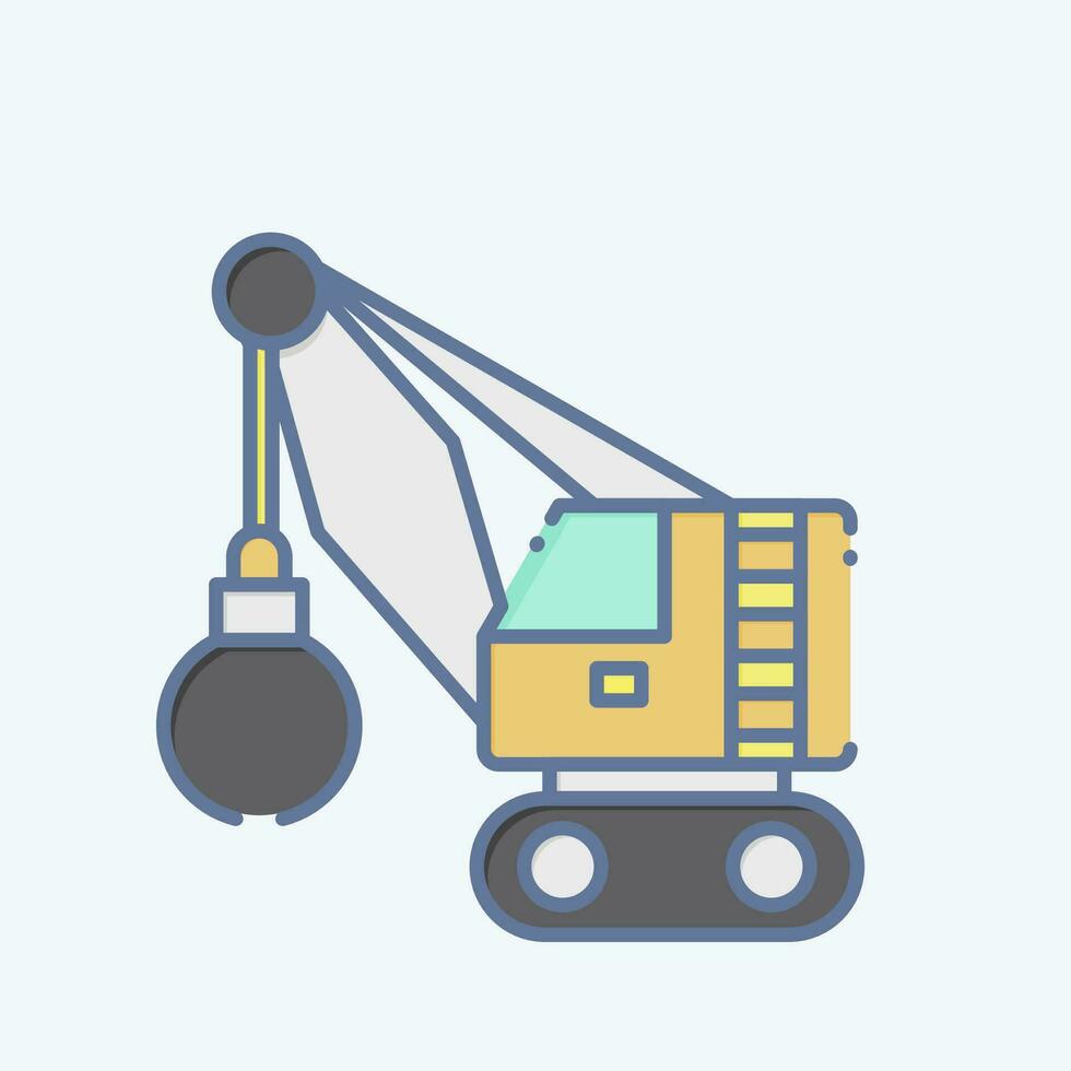 Icon Demolition Crane. related to Construction Vehicles symbol. doodle style. simple design editable. simple illustration vector