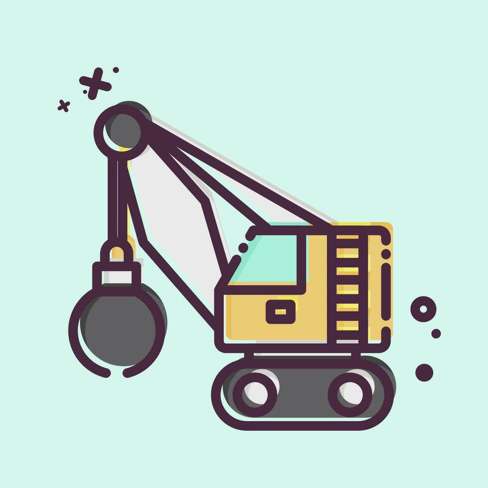 Icon Demolition Crane. related to Construction Vehicles symbol. MBE style. simple design editable. simple illustration vector