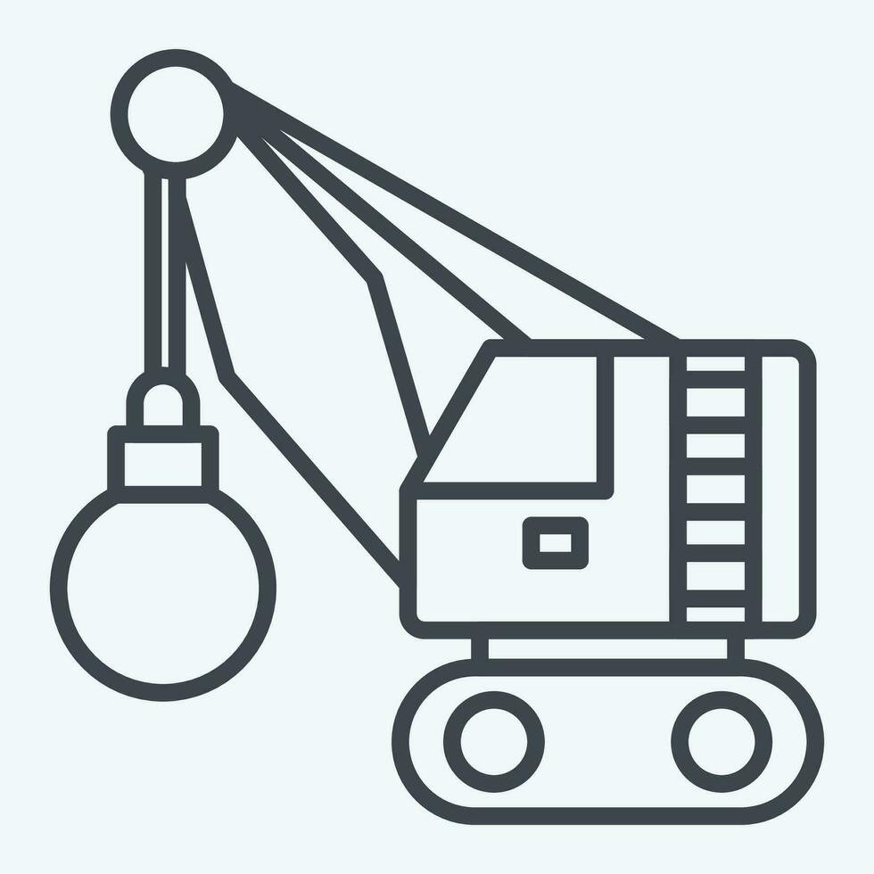 Icon Demolition Crane. related to Construction Vehicles symbol. line style. simple design editable. simple illustration vector