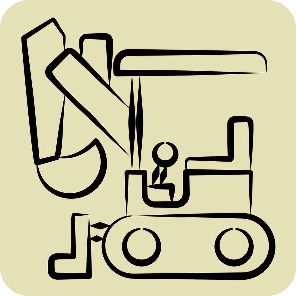 Icon Compact Excavator. related to Construction Vehicles symbol. hand drawn style. simple design editable. simple illustration vector