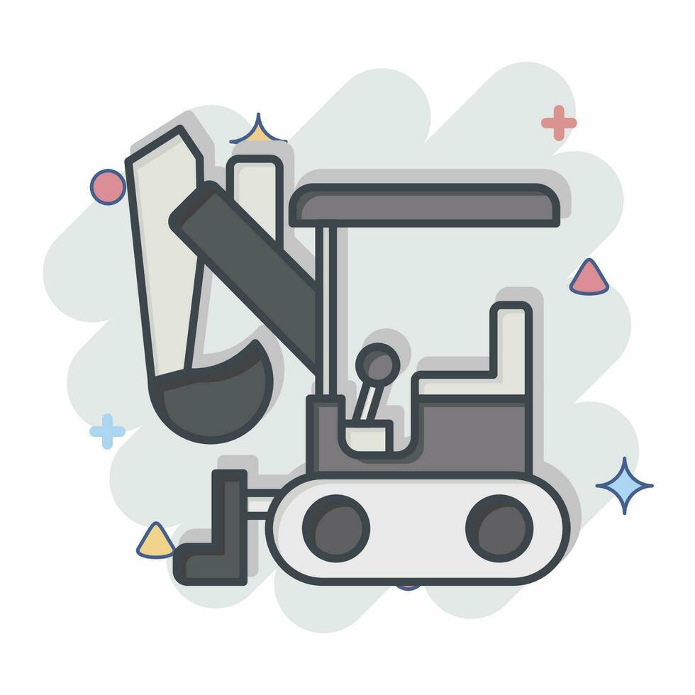Icon Compact Excavator. related to Construction Vehicles symbol. comic style. simple design editable. simple illustration vector