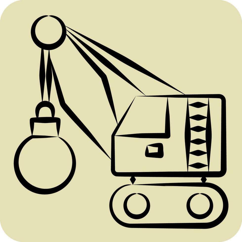Icon Demolition Crane. related to Construction Vehicles symbol. hand drawn style. simple design editable. simple illustration vector