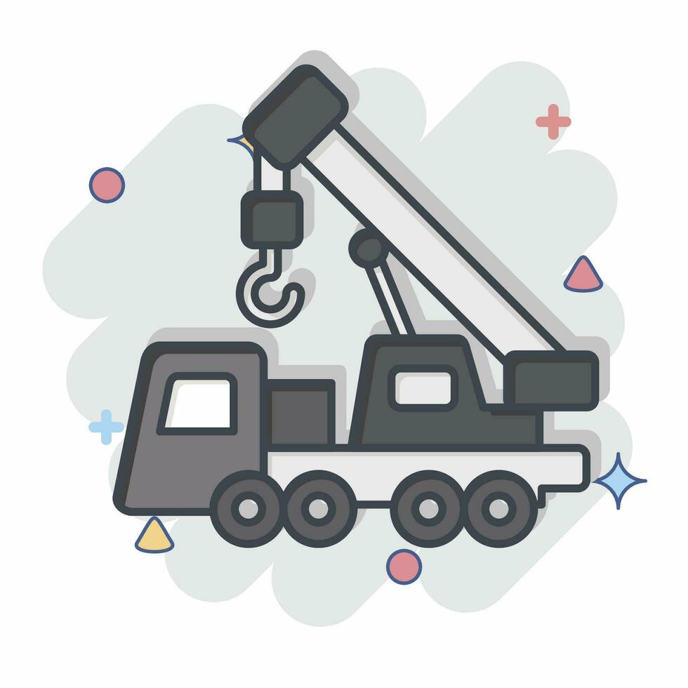 Icon Crane. related to Construction Vehicles symbol. comic style. simple design editable. simple illustration vector