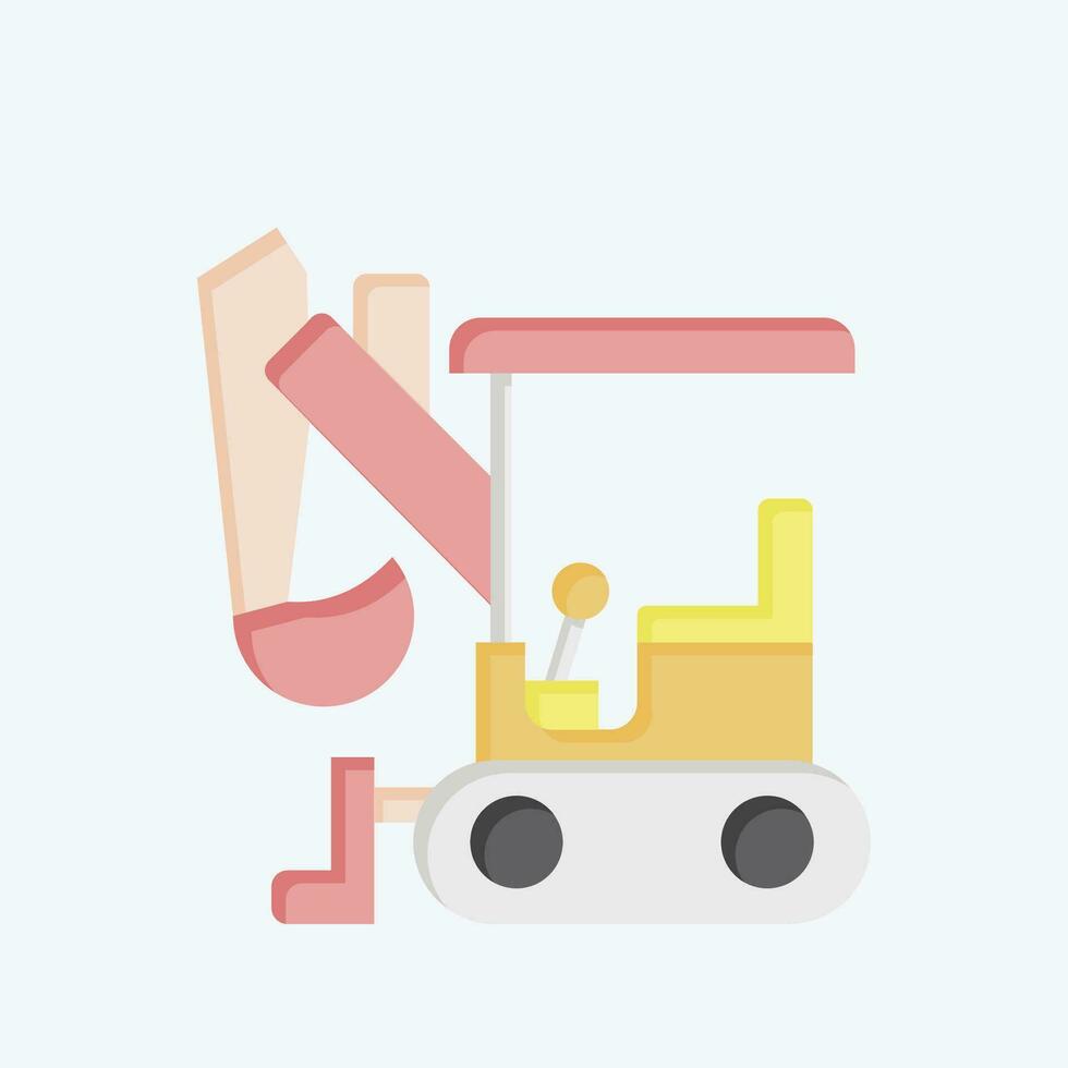 Icon Compact Excavator. related to Construction Vehicles symbol. flat style. simple design editable. simple illustration vector