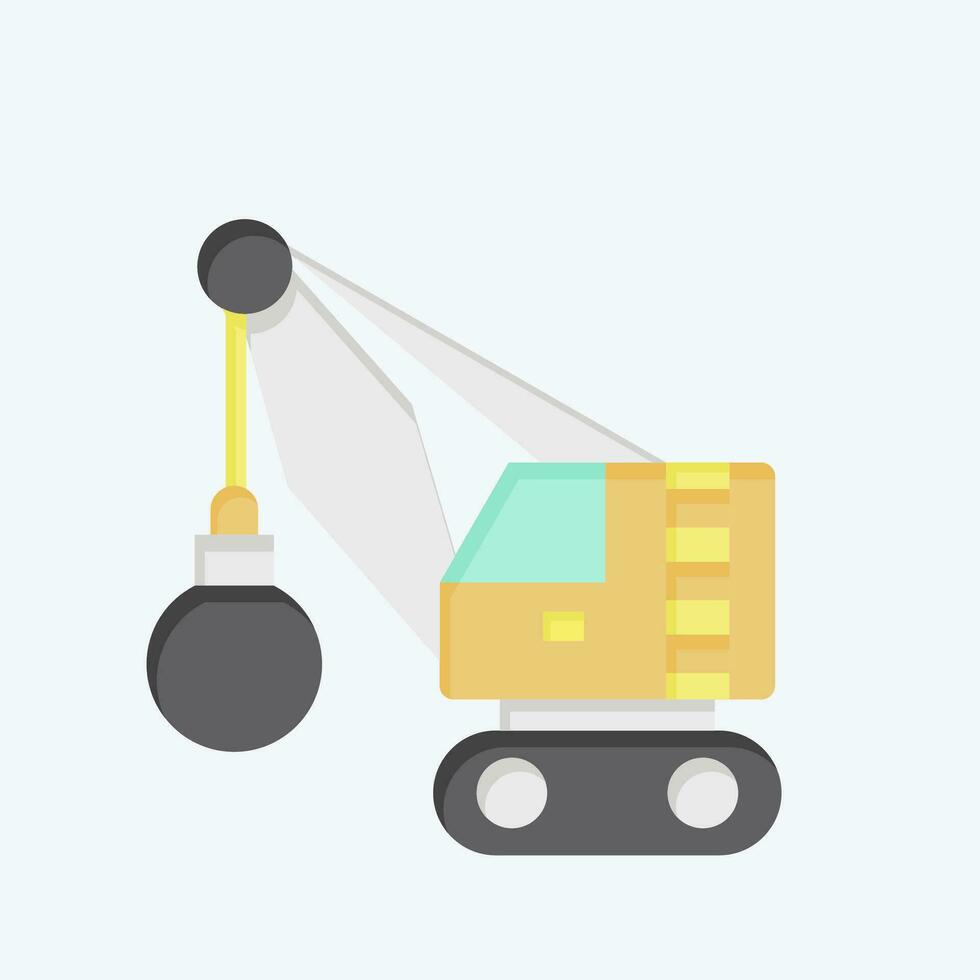 Icon Demolition Crane. related to Construction Vehicles symbol. flat style. simple design editable. simple illustration vector