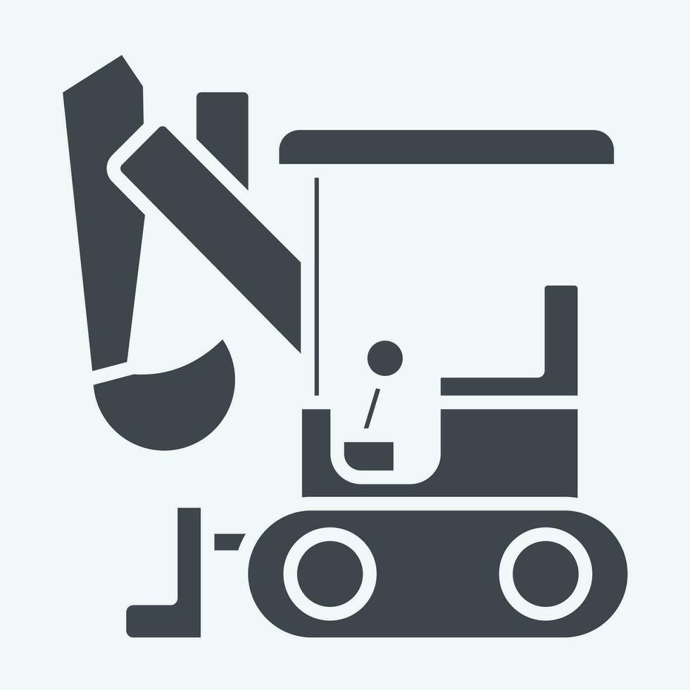 Icon Compact Excavator. related to Construction Vehicles symbol. glyph style. simple design editable. simple illustration vector