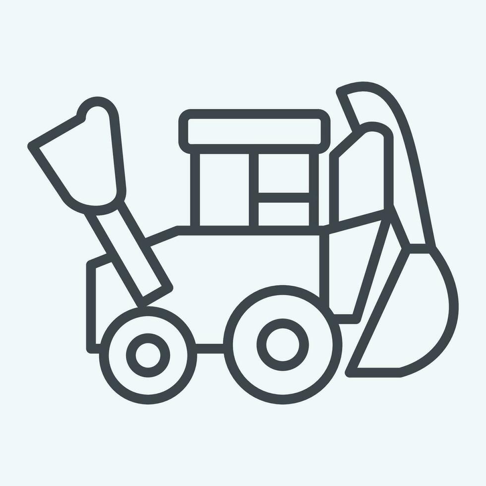 Icon Backhoe. related to Construction Vehicles symbol. line style. simple design editable. simple illustration vector