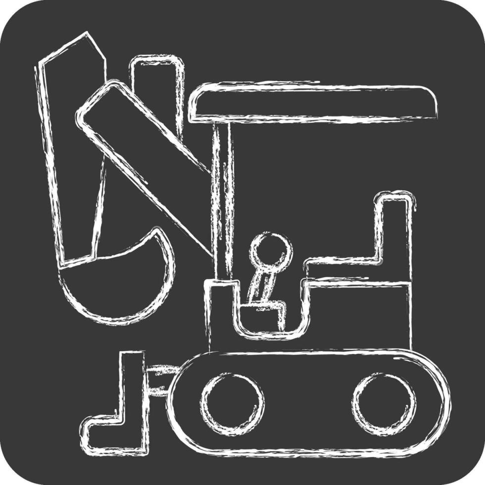 Icon Compact Excavator. related to Construction Vehicles symbol. chalk Style. simple design editable. simple illustration vector