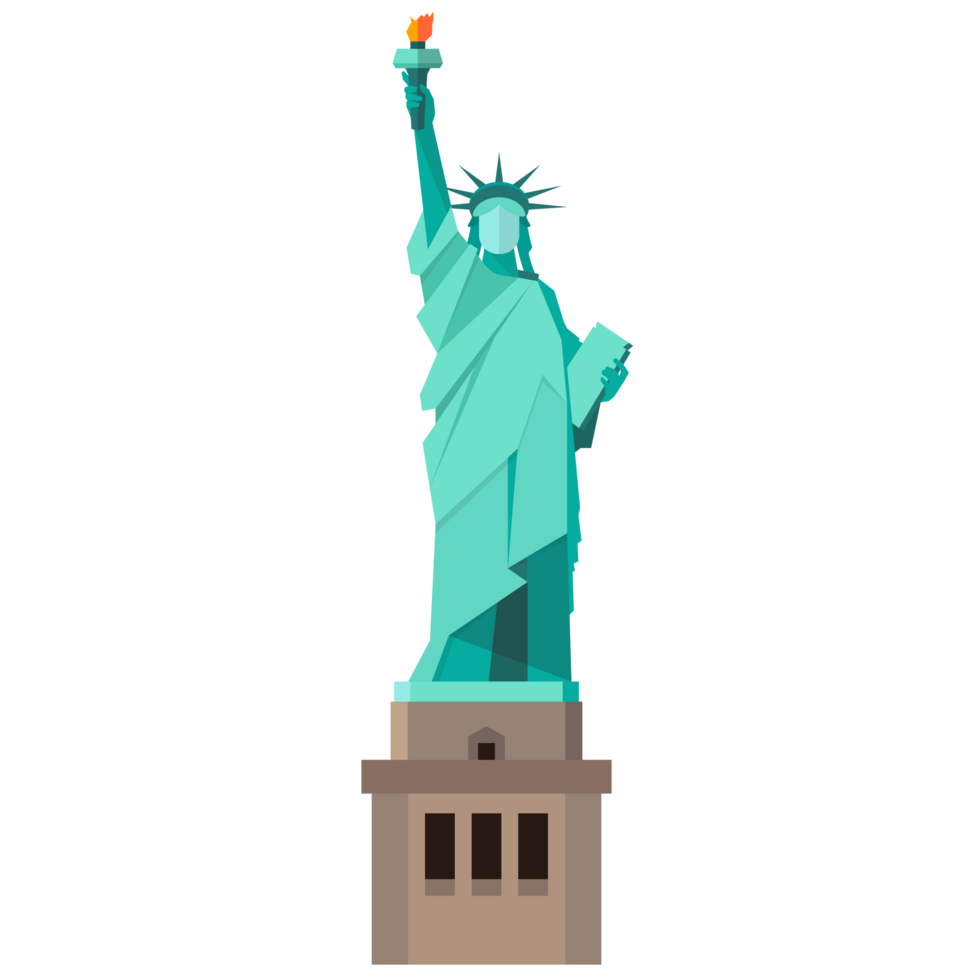 Statue of liberty in flat style png