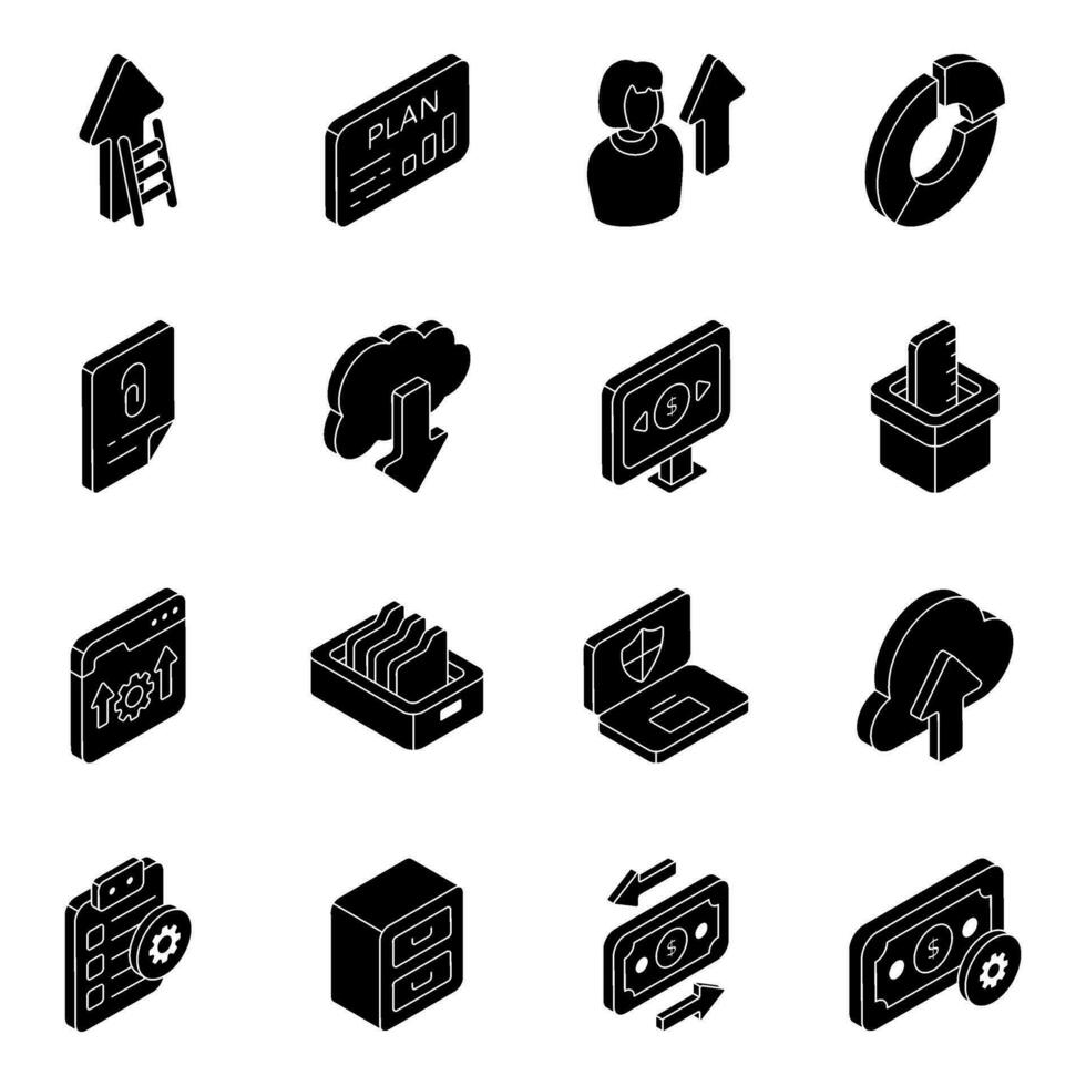 Pack of Business and Analytics Solid Icons vector