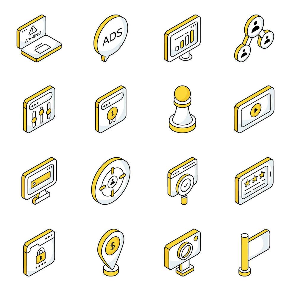 Pack of Web and Analytics Flat Icons vector