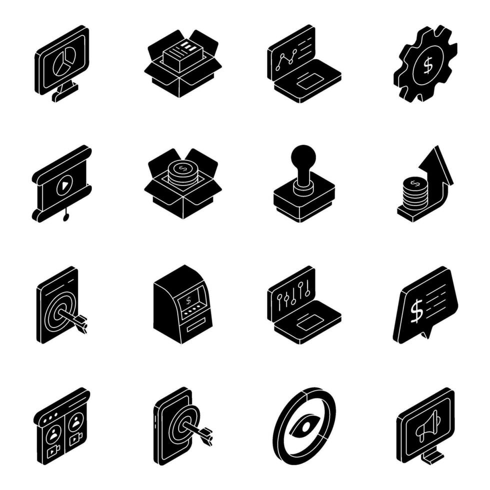 Pack of Business Solid Icons vector