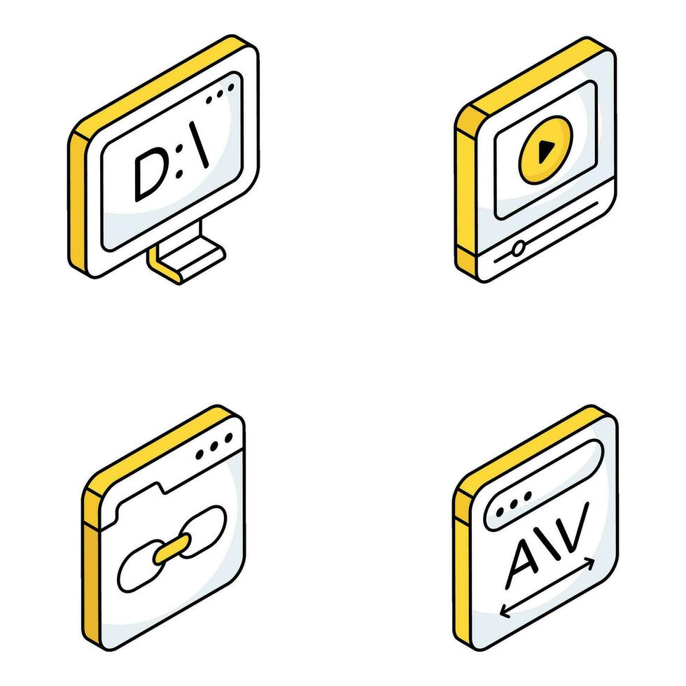 paquete de iconos planos de tecnología vector