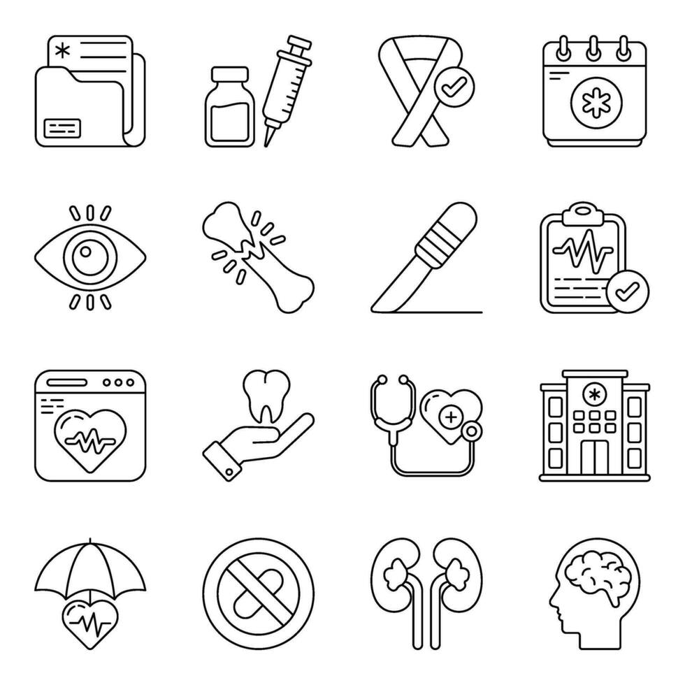 Pack of Medical and Pharmacy Linear Icons vector