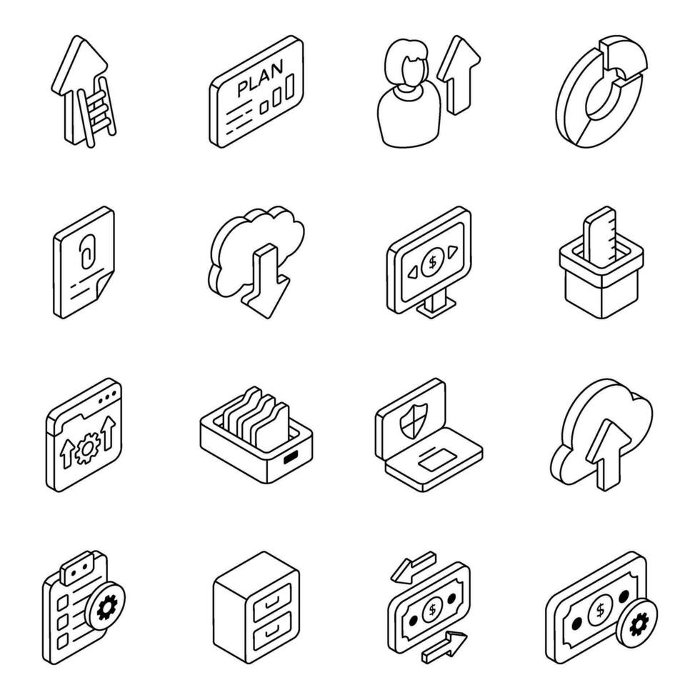 Pack of Business and Analytics Linear Icons vector