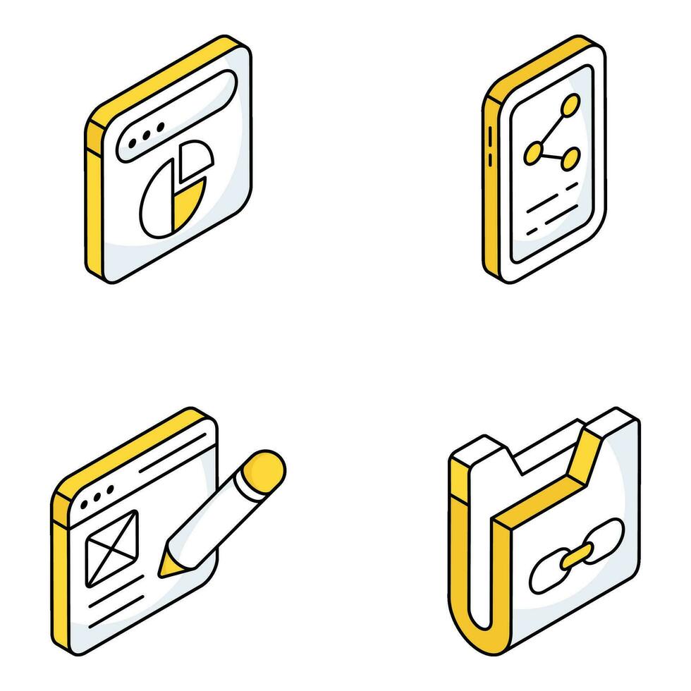 Pack of Web and Management Flat Icons vector