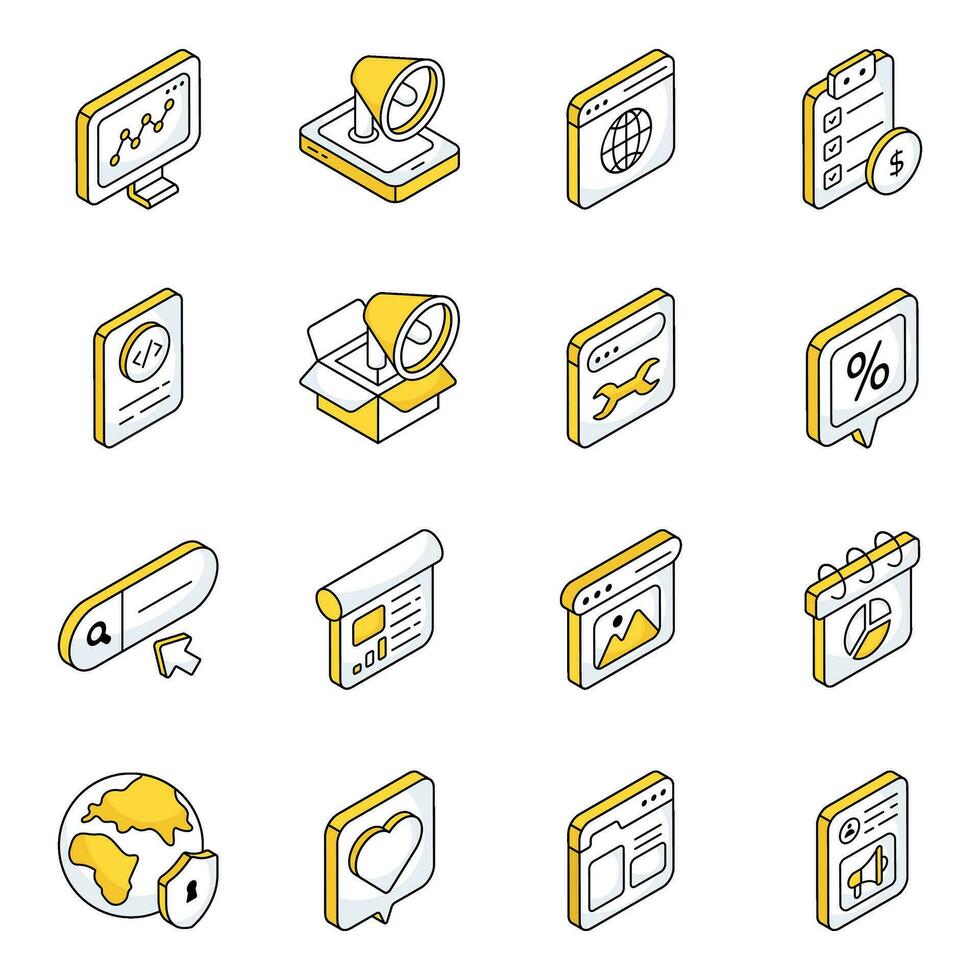 Pack of Web Flat Icons vector