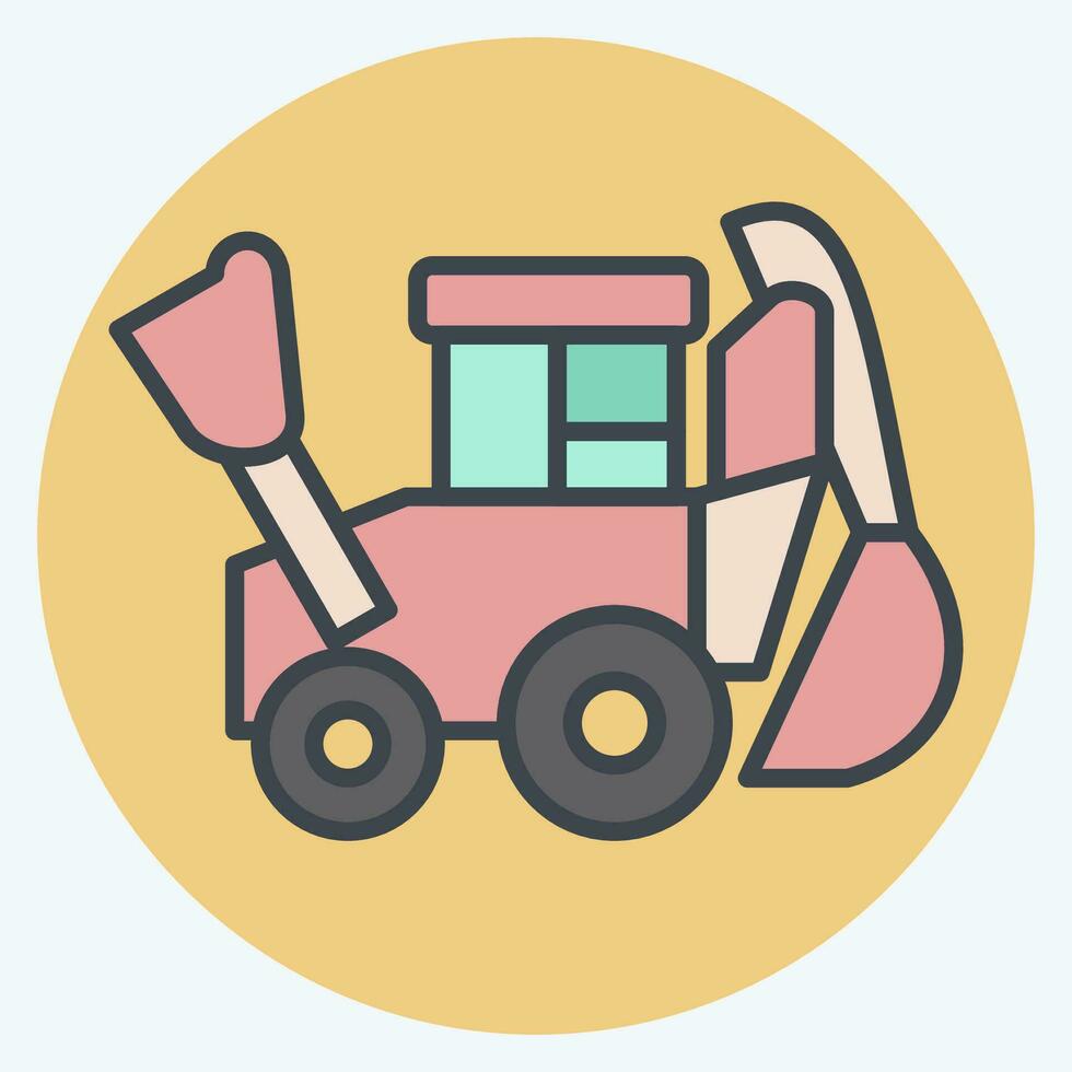 icono retroexcavadora relacionado a construcción vehículos símbolo. color compañero estilo. sencillo diseño editable. sencillo ilustración vector