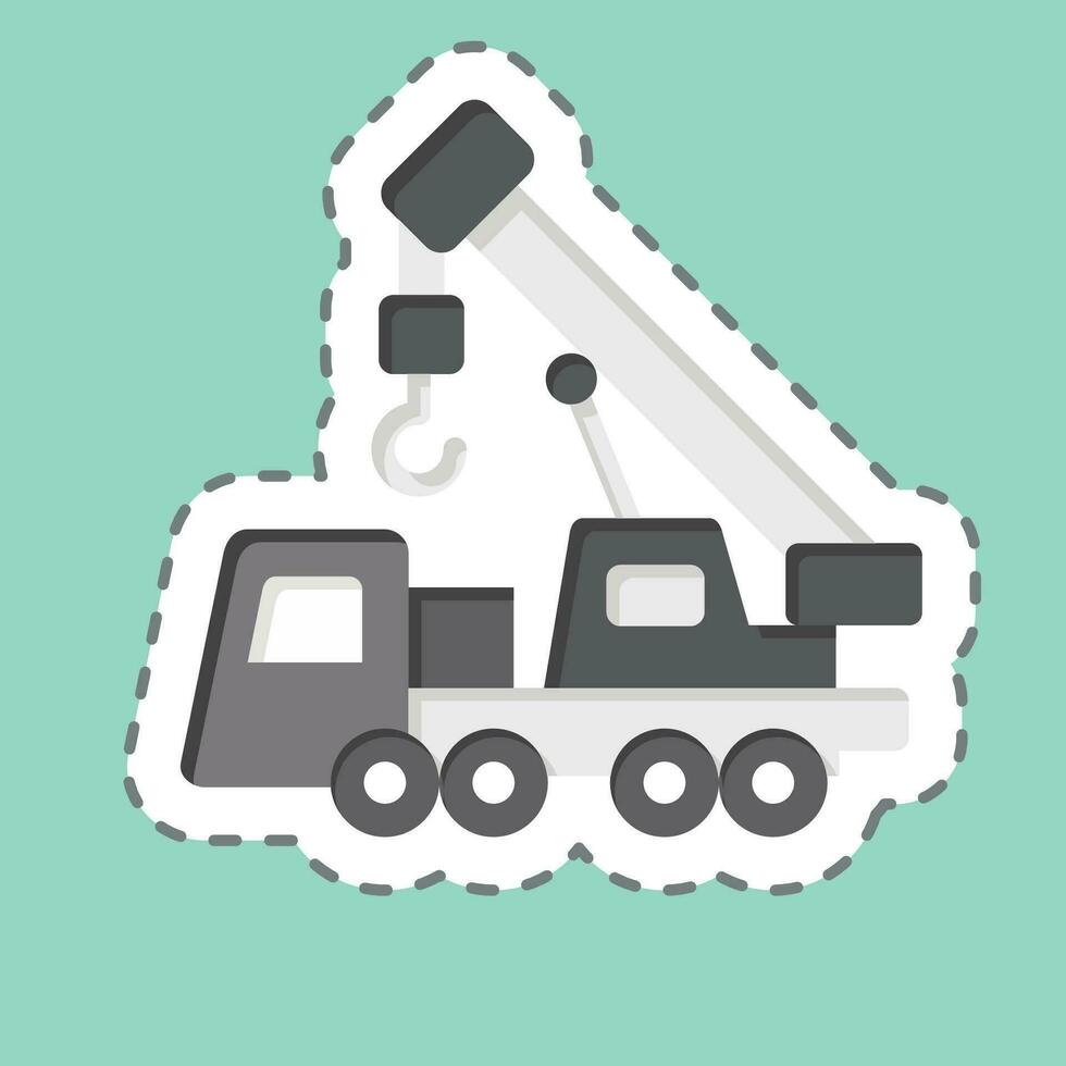 Sticker line cut Crane. related to Construction Vehicles symbol. simple design editable. simple illustration vector