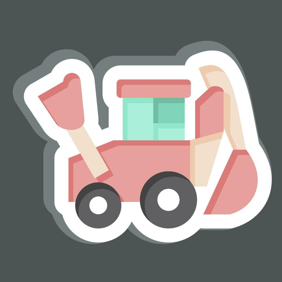 Sticker Backhoe. related to Construction Vehicles symbol. simple design editable. simple illustration vector